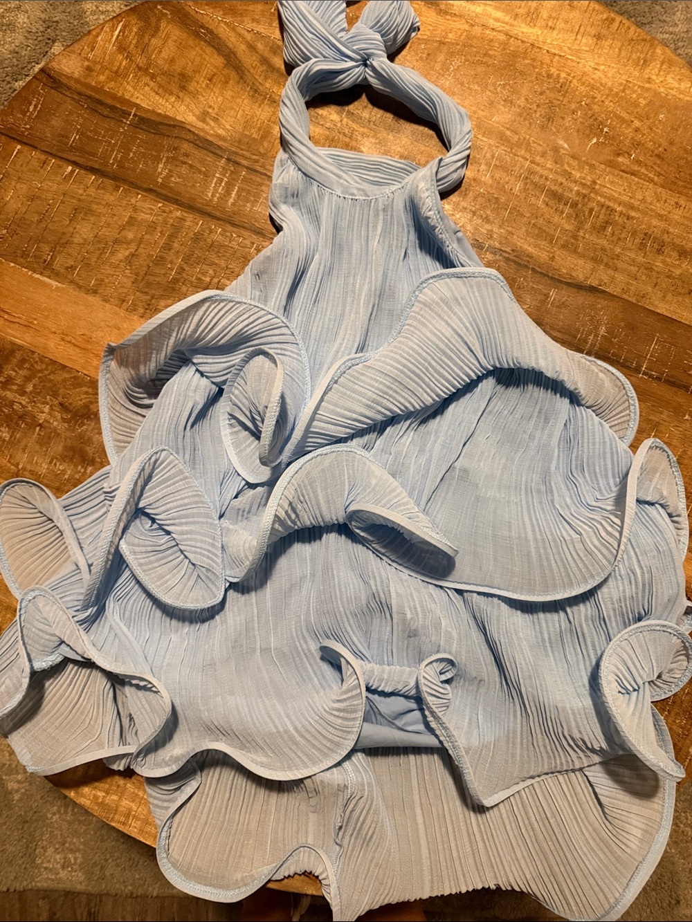 SHEIN Light Blue Ruffled Halter Top